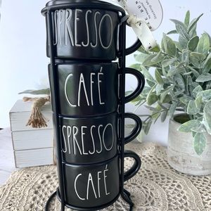 Rae Dunn espresso cafe coffee stacking mugs cups